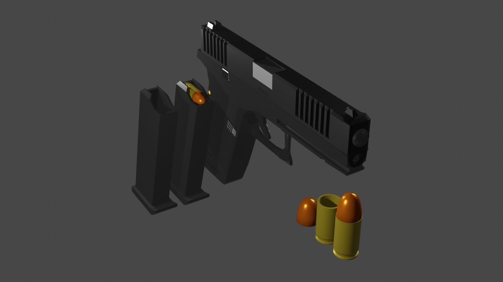Glock 17 gen 5 low poly Low-poly 3D model_4
