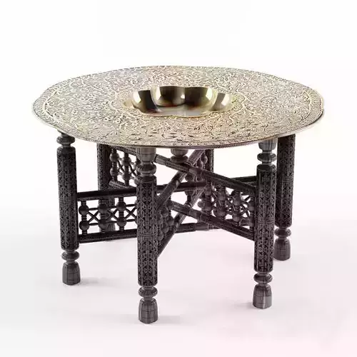 historic model ornate table with metal base