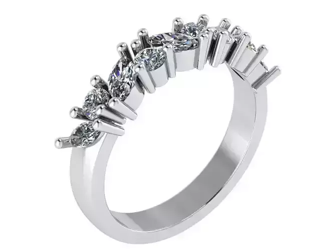 Round And Marquise Diamond Ring 0277