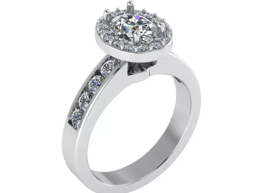 Oval Halo Shape Ring 0278 3D print model