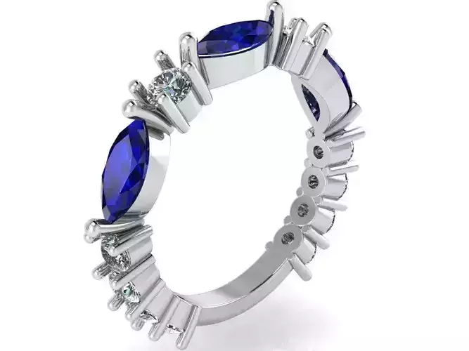 Marquise And Round Cut Ring 0281