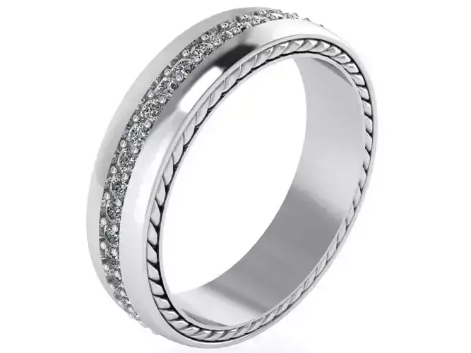 Engraving Diamond Wedding Band 0285