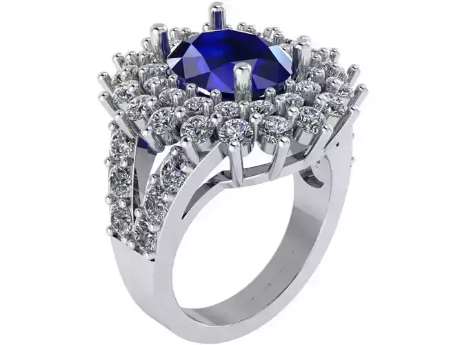 Oval Cut Double Halo Ring 0294