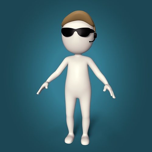 Cartoon Stickman Low-poly 3D model