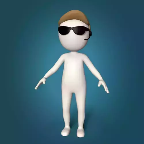 Cartoon Stickman Low-poly 3D model