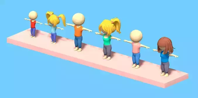 Stickman Pack 2 Rigged and Unrigged 6Models