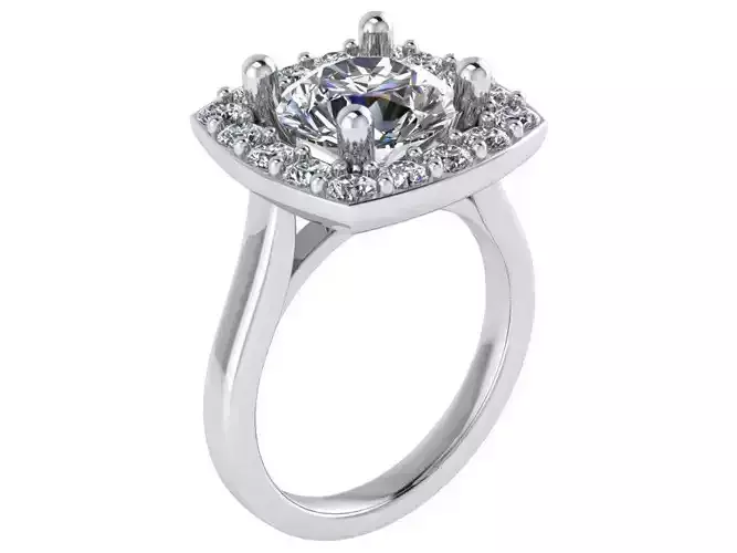 Round Cut Square Halo 0299