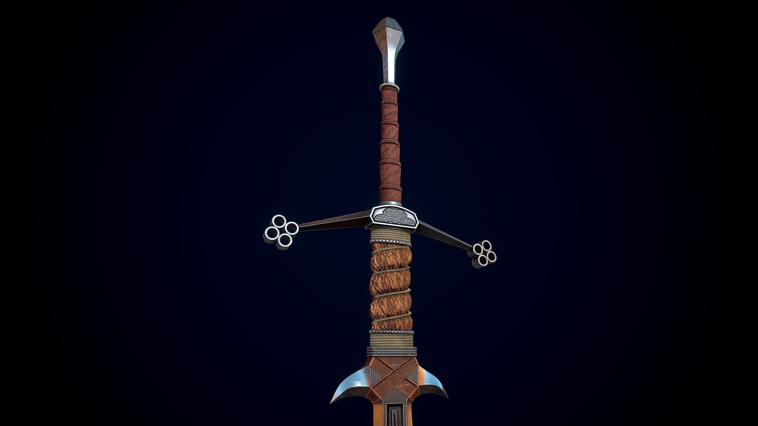 Fantasy Nordic Sword Low-poly 3D model_6