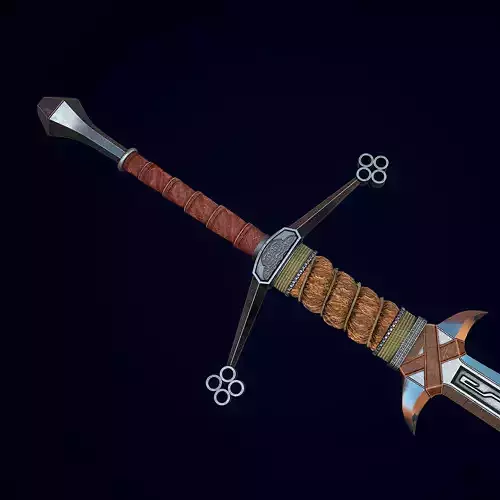 Fantasy Nordic Sword Low-poly 3D model