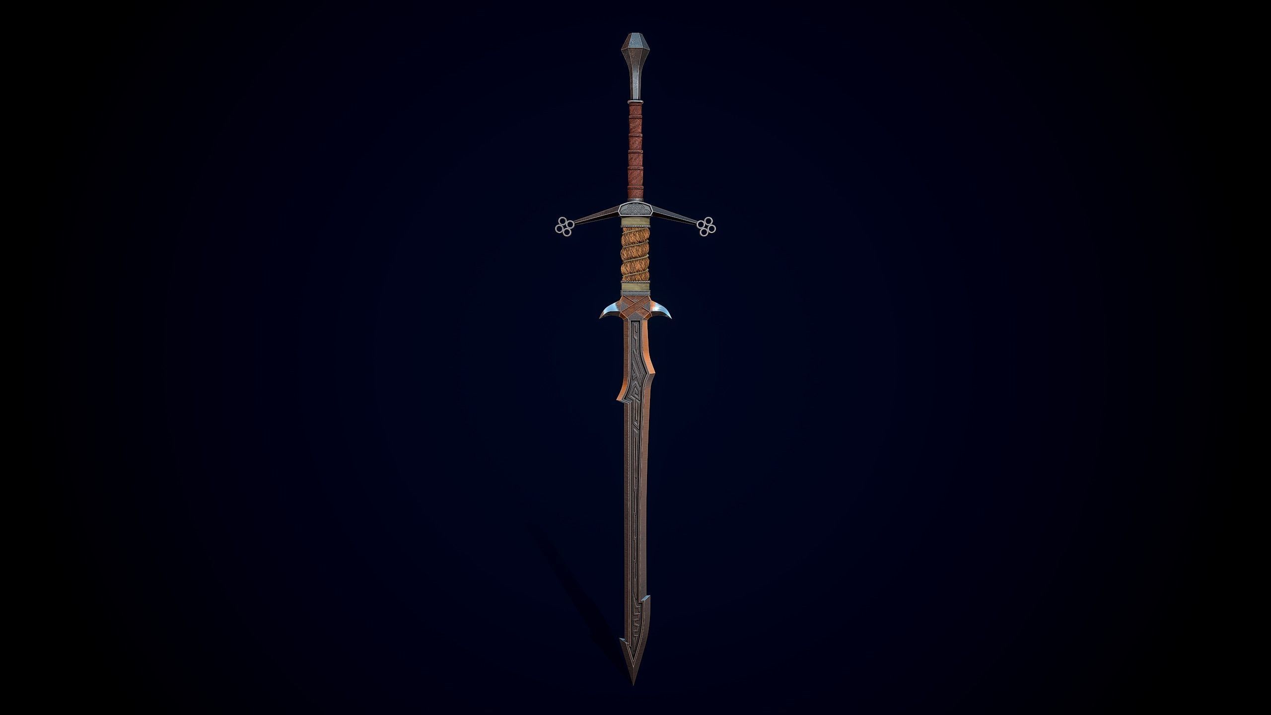 Fantasy Nordic Sword Low-poly 3D model_7