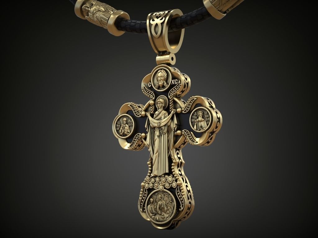 Cross orthodox christianity saints virgin mary holy trinity 3D print model_4