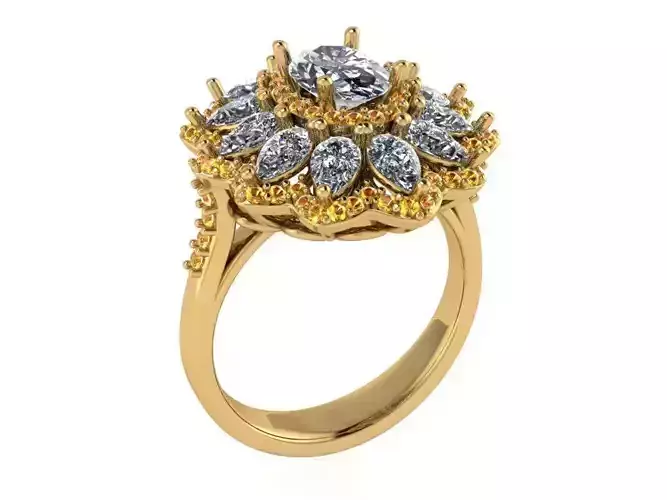 Oval Halo Flower Ring 571