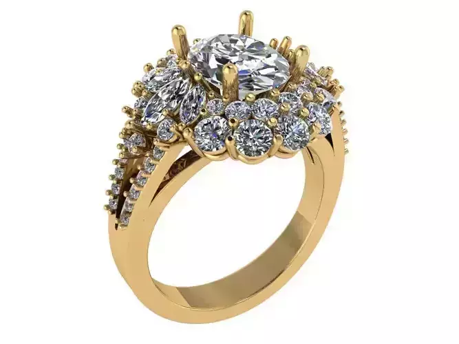 Oval Cluster Ring 573