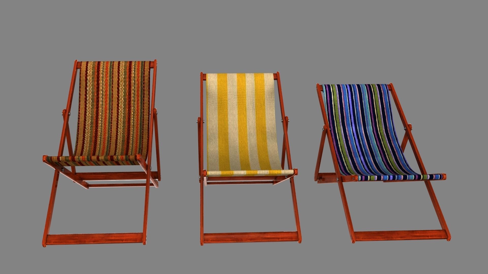 Deckchair deck chair 3D model_5