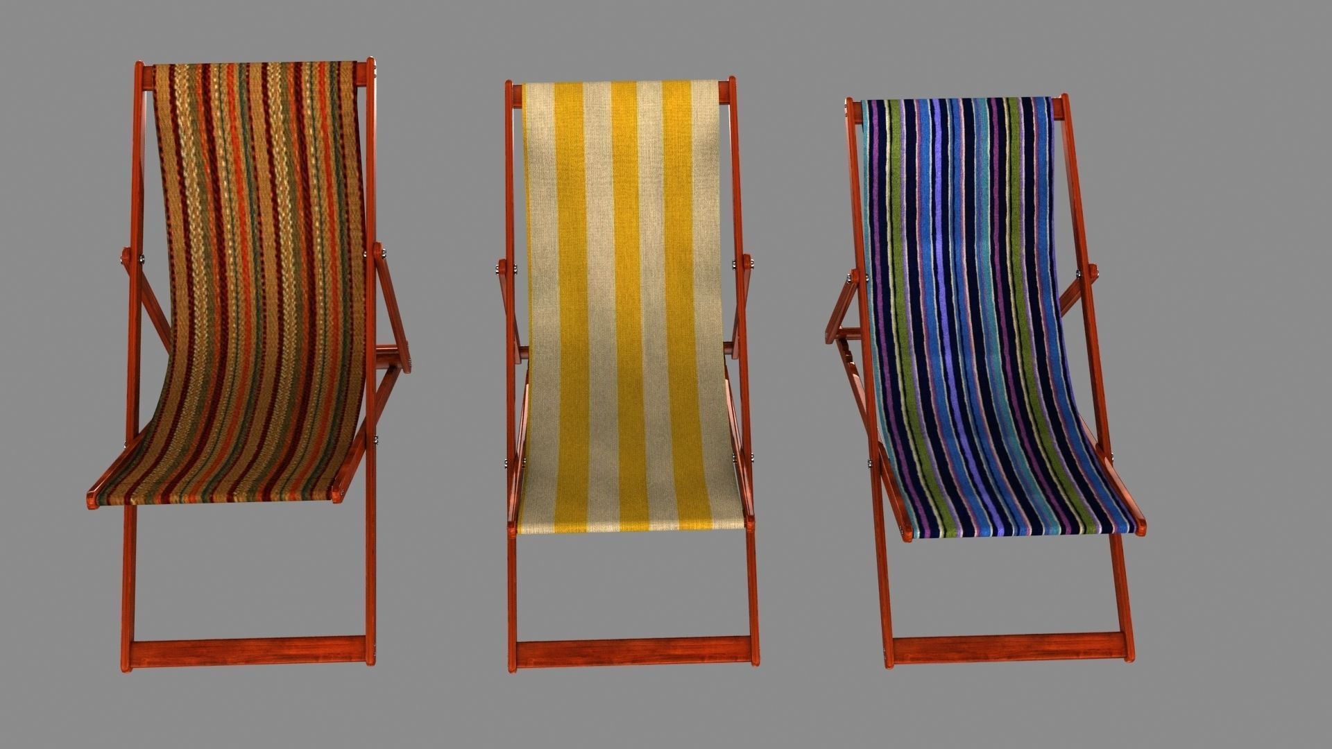 Deckchair deck chair 3D model_11