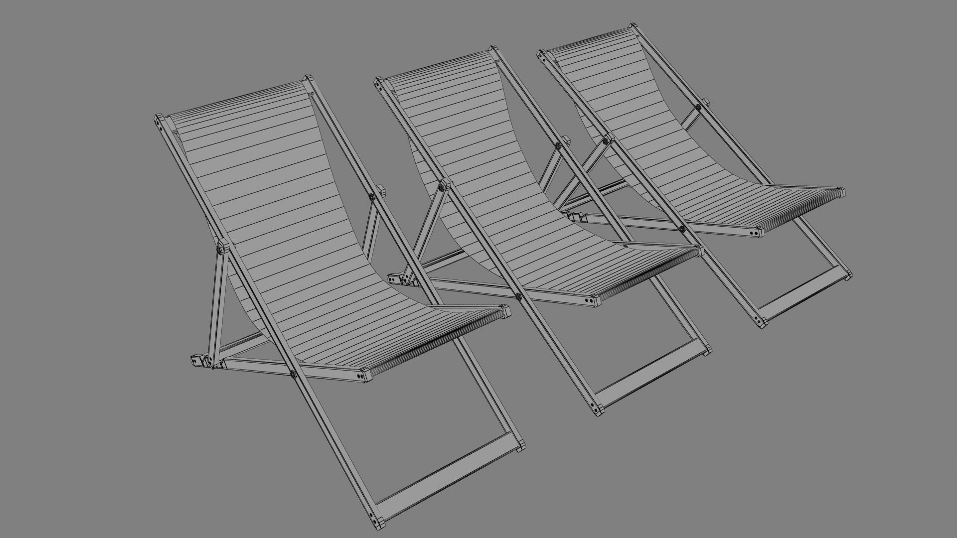 Deckchair deck chair 3D model_14
