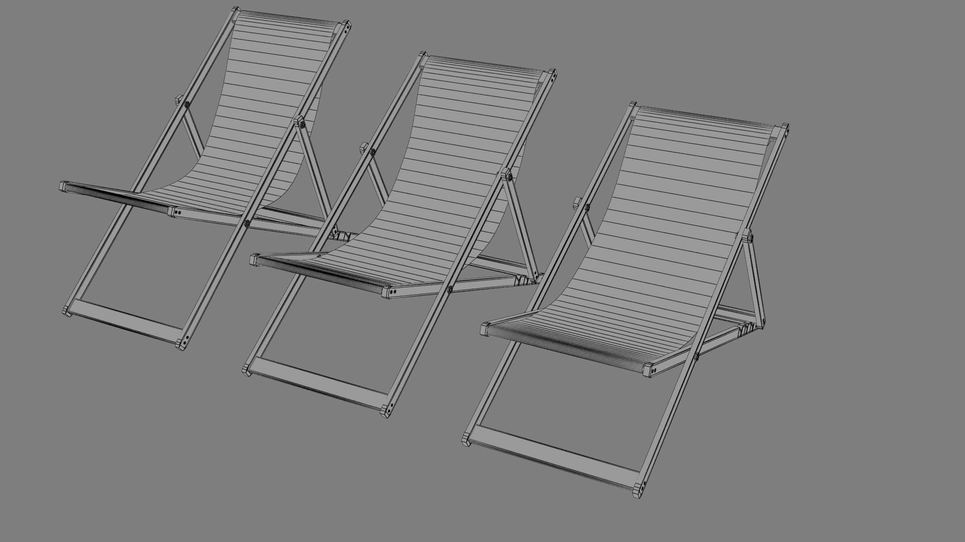 Deckchair deck chair 3D model_12