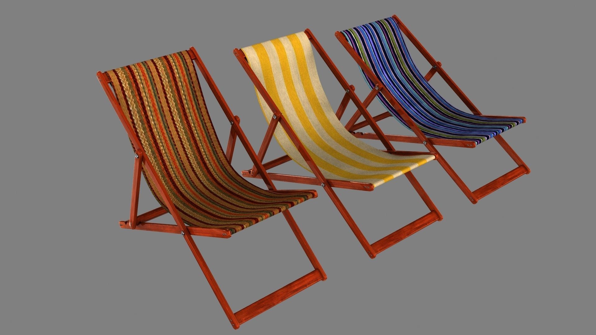 Deckchair deck chair 3D model_3
