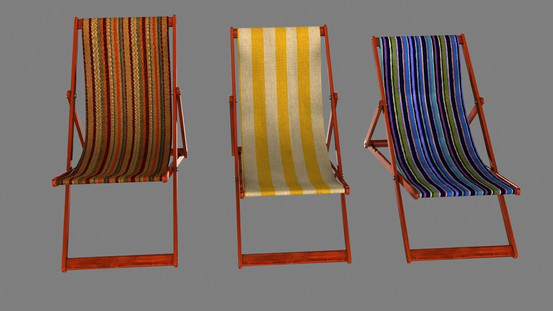 Deckchair deck chair 3D model_2