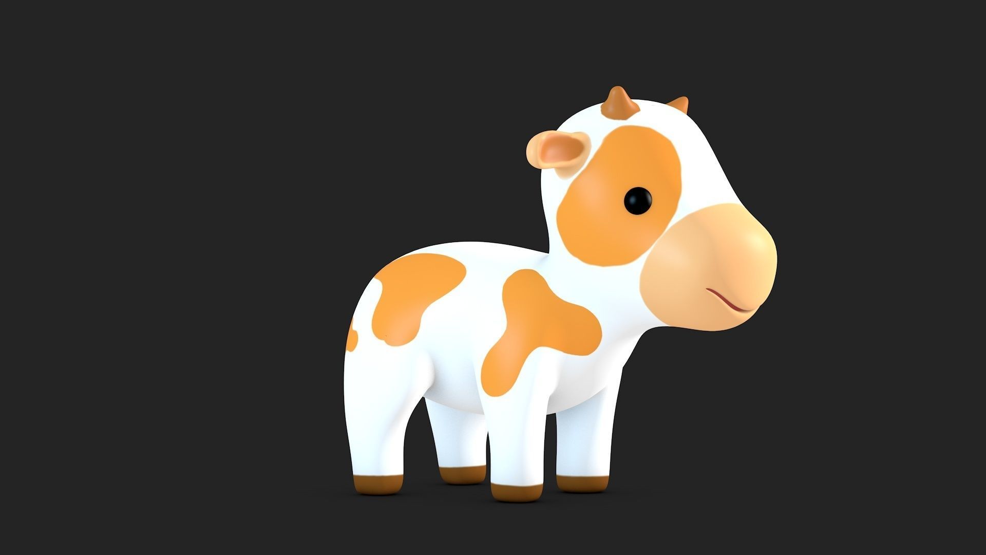 Cute Cow Low-poly 3D model_6