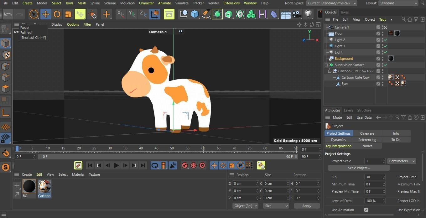 Cute Cow Low-poly 3D model_3
