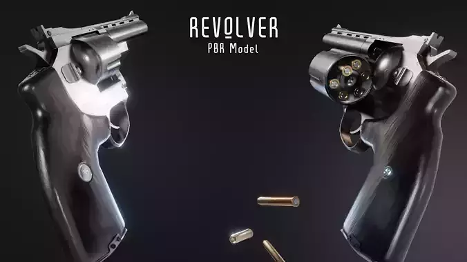 Revolver 357 Magnum Game Ready Low-poly 3D model