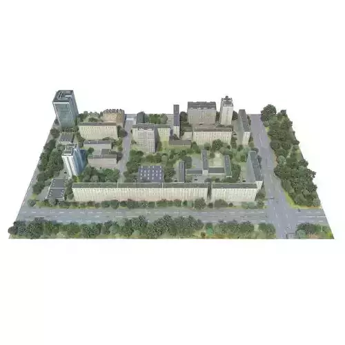 Cityscape With Building And Green Outdoors 3D model