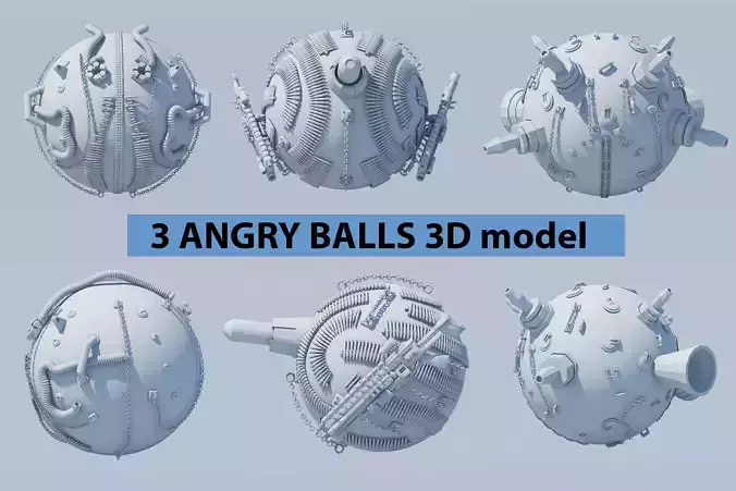 3 fantasy-character collection futuristic spaceship Low-poly 3D model