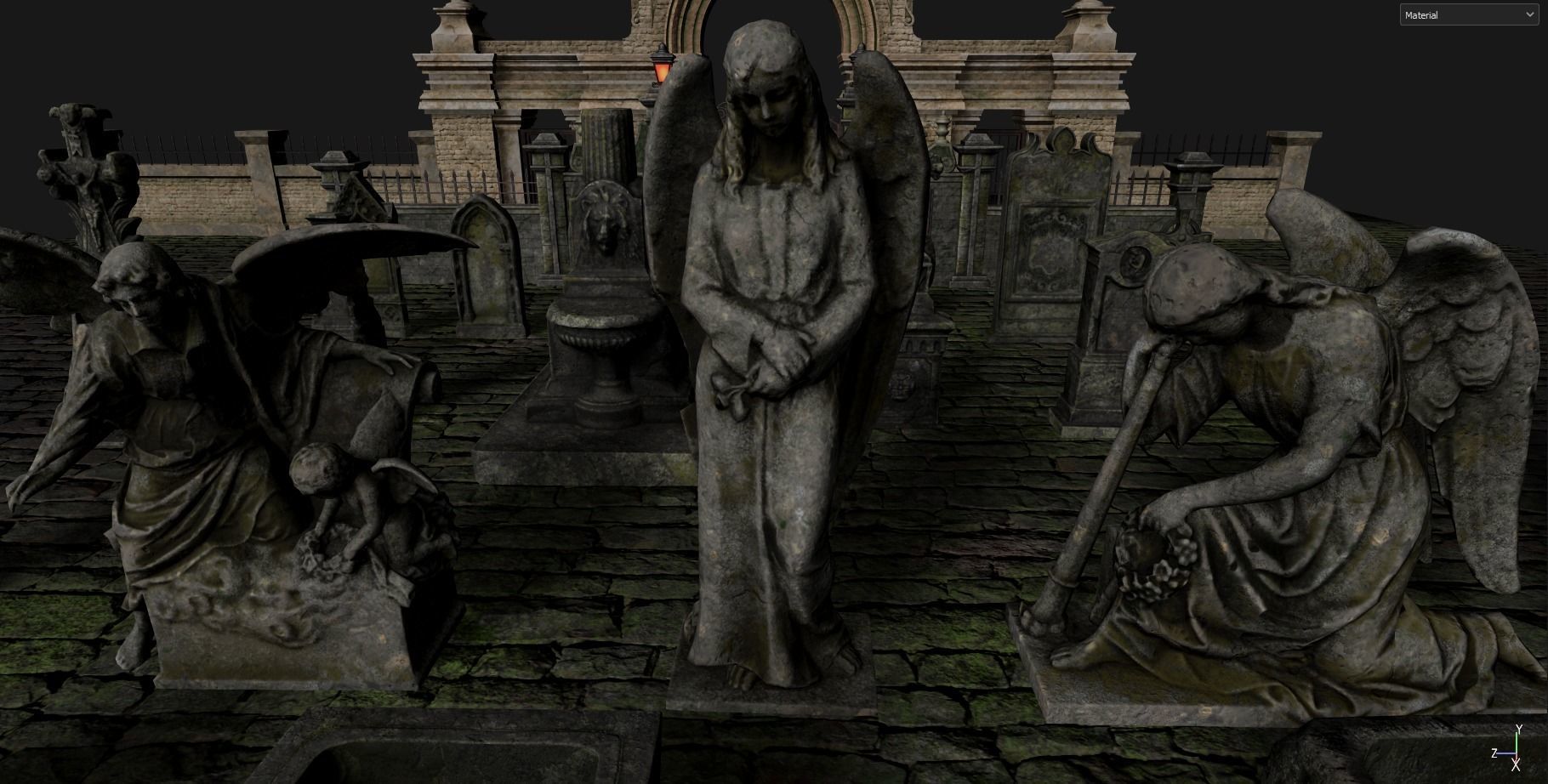 Gothic Graveyard pack Low-poly 3D model_9