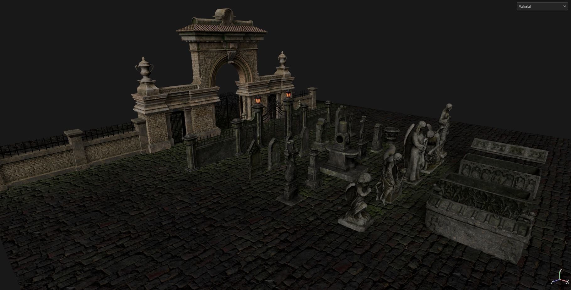 Gothic Graveyard pack Low-poly 3D model_4