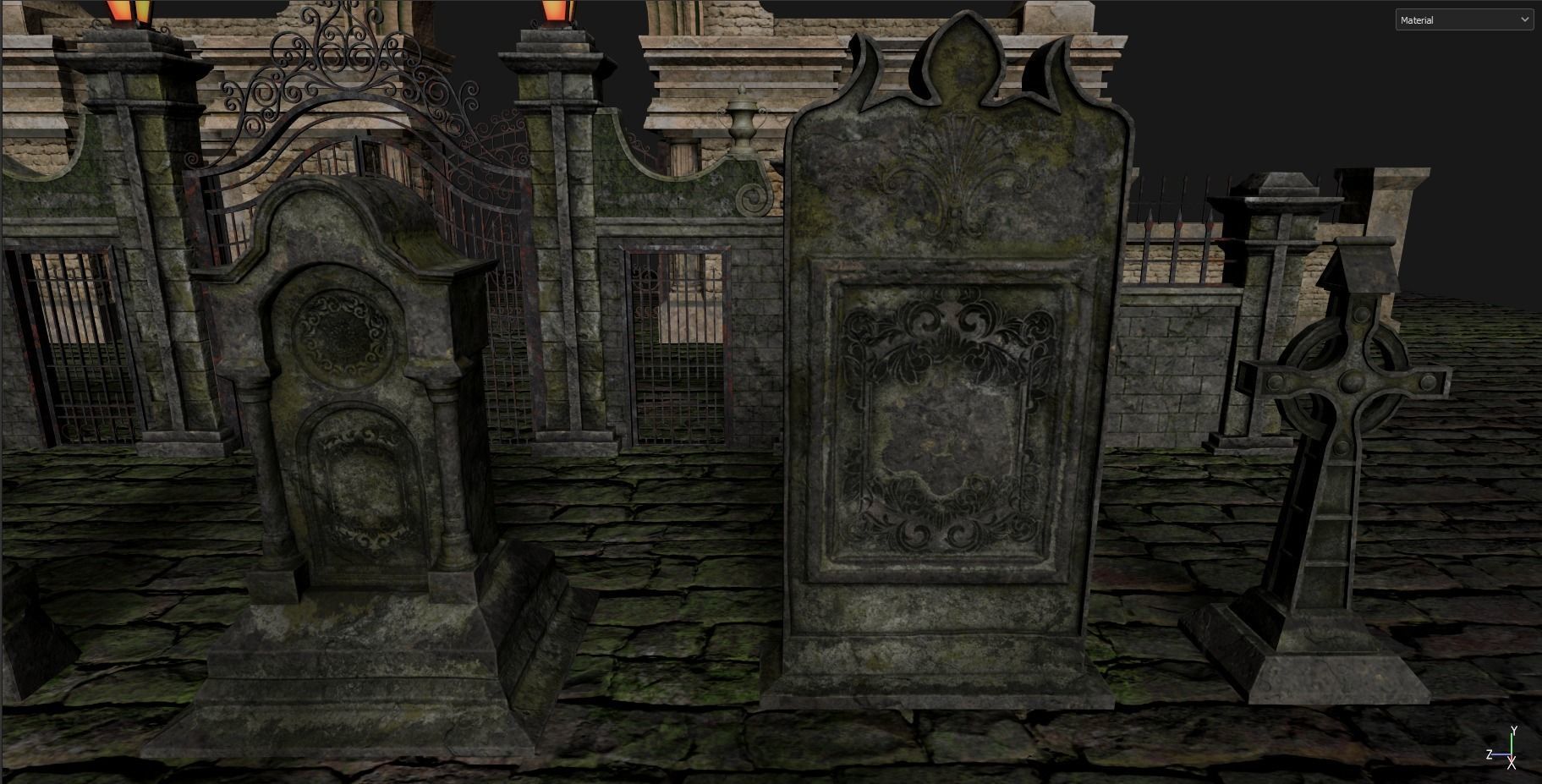 Gothic Graveyard pack Low-poly 3D model_5