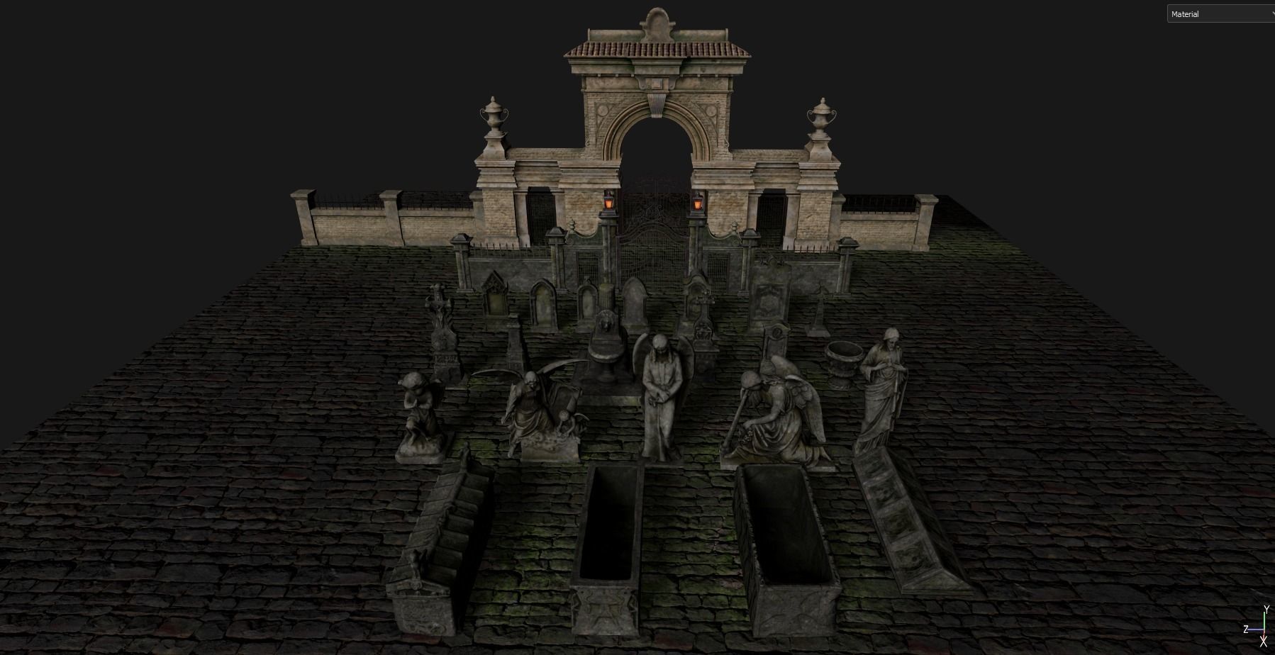 Gothic Graveyard pack Low-poly 3D model_2