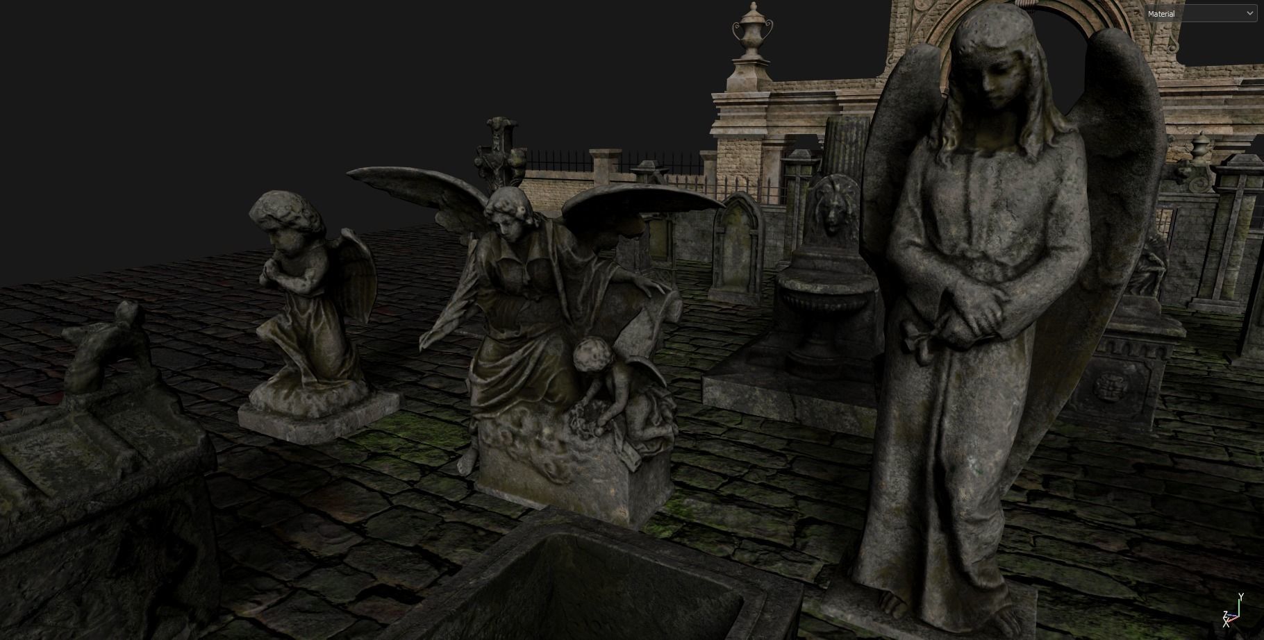 Gothic Graveyard pack Low-poly 3D model_10