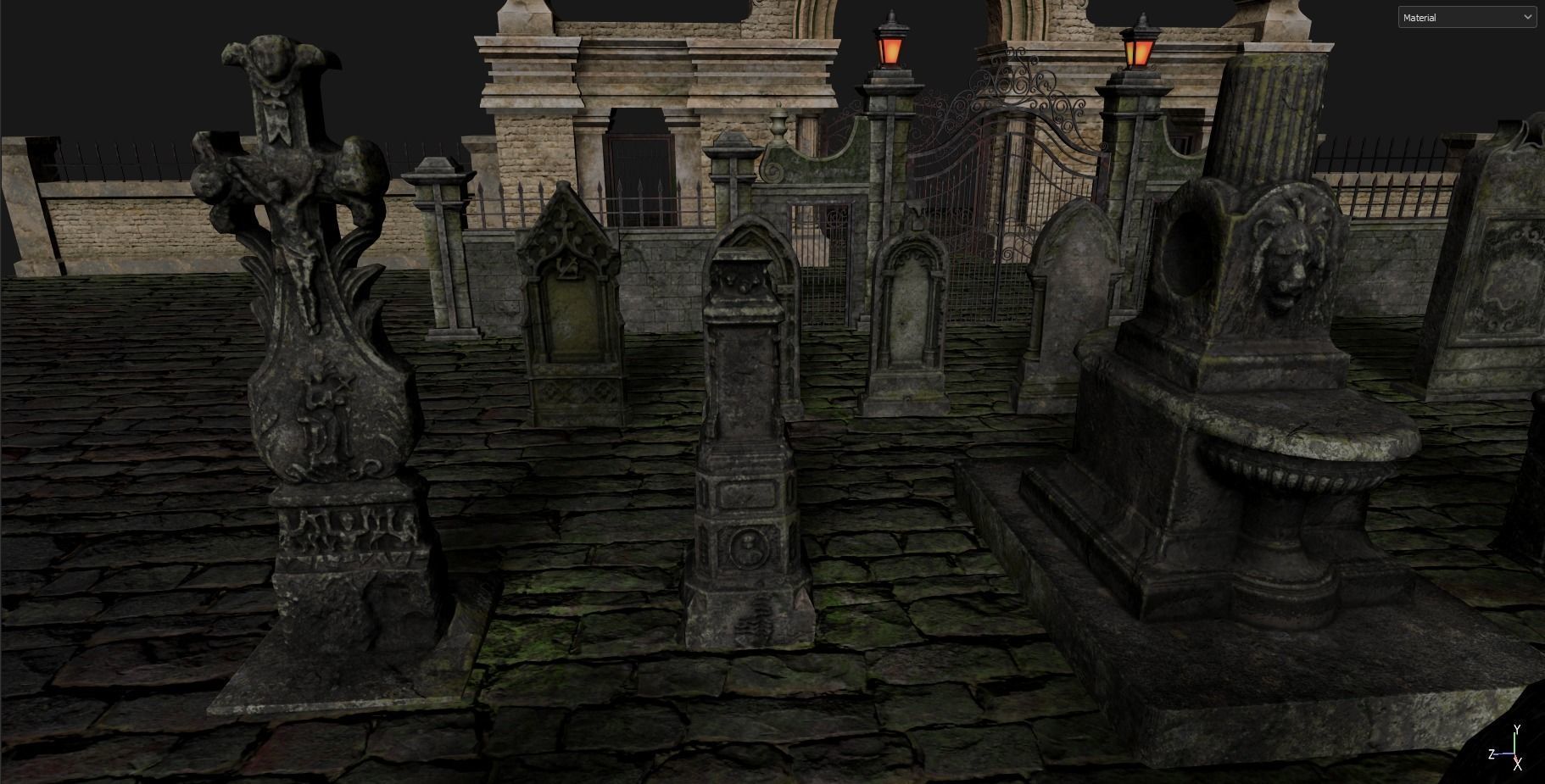 Gothic Graveyard pack Low-poly 3D model_8