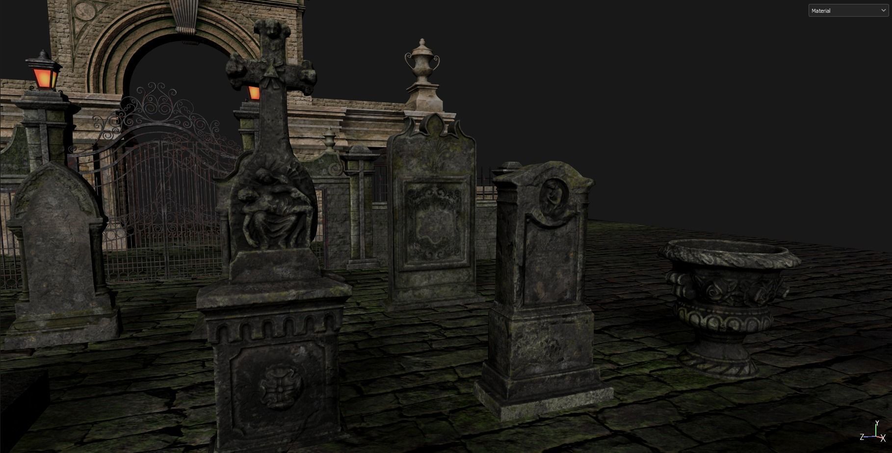 Gothic Graveyard pack Low-poly 3D model_7