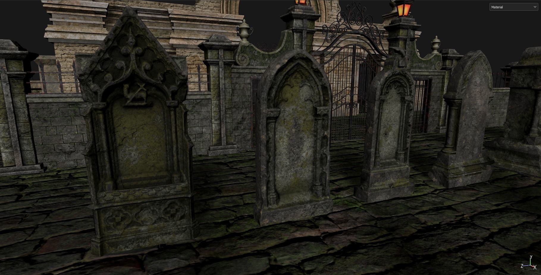 Gothic Graveyard pack Low-poly 3D model_6