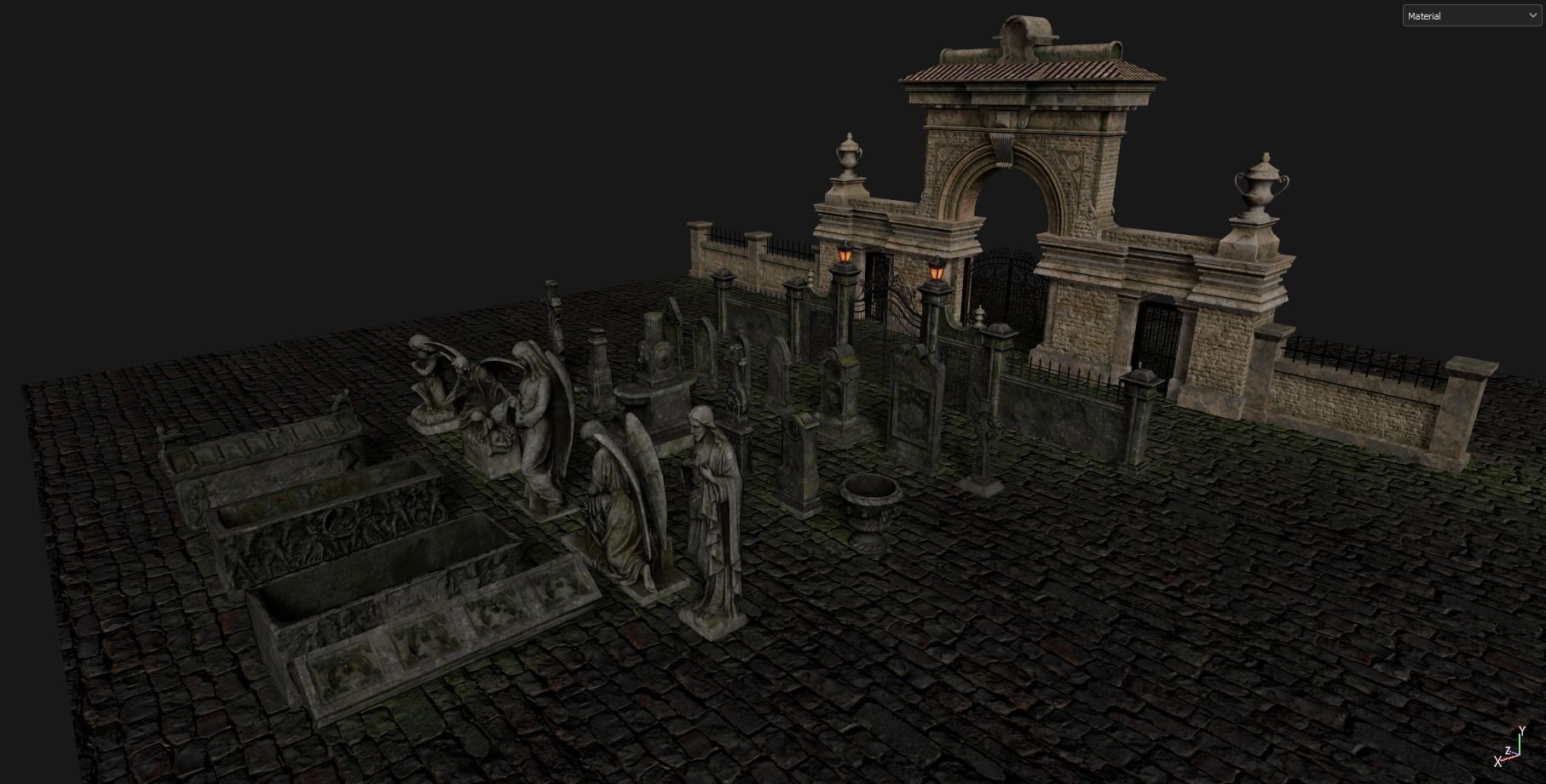 Gothic Graveyard pack Low-poly 3D model_3