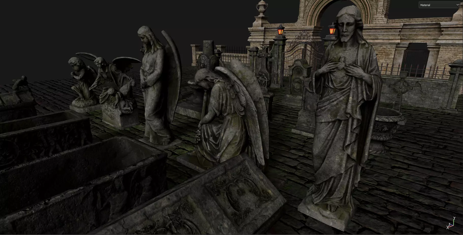 Gothic Graveyard pack Low-poly 3D model_0