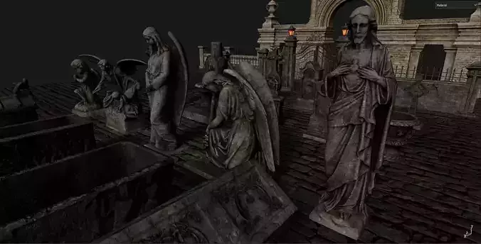 Gothic Graveyard pack Low-poly 3D model