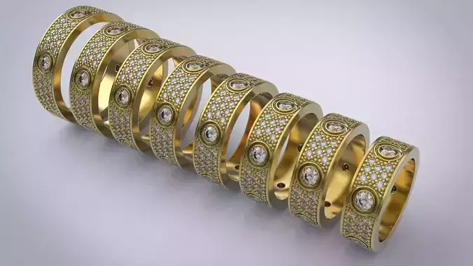 Set wedding diamond rings Love 8 rings