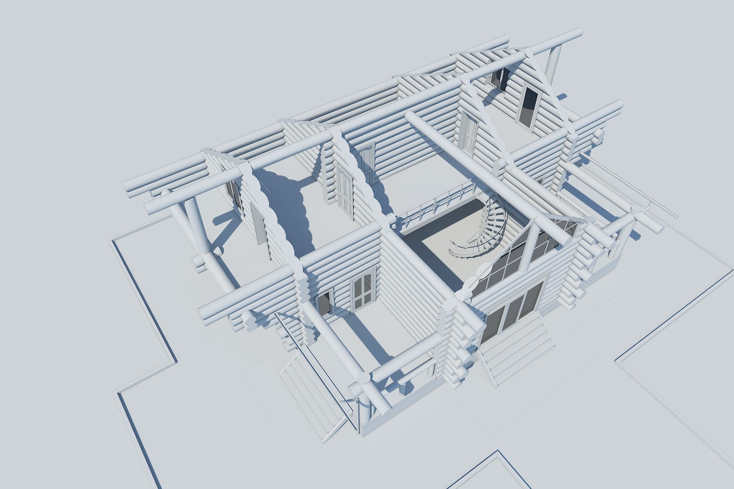 Wooden House Low-poly 3D model_4