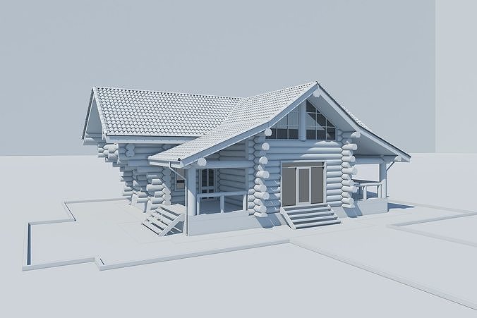 Wooden House Low-poly 3D model
