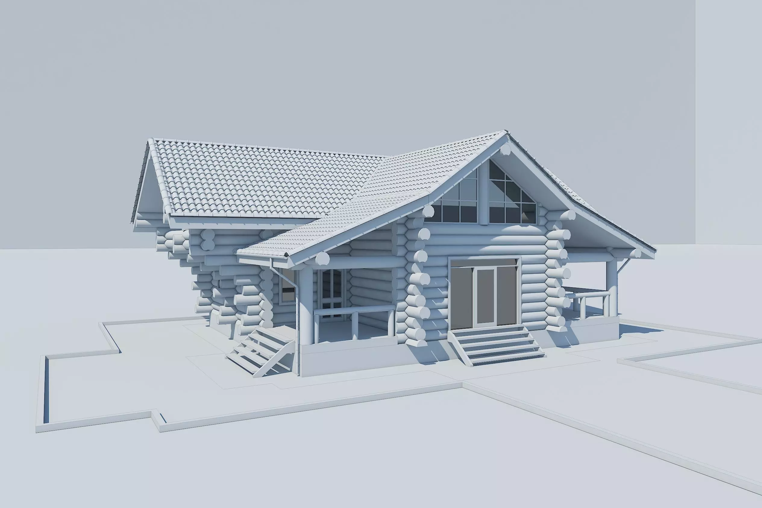 Wooden House Low-poly 3D model_0