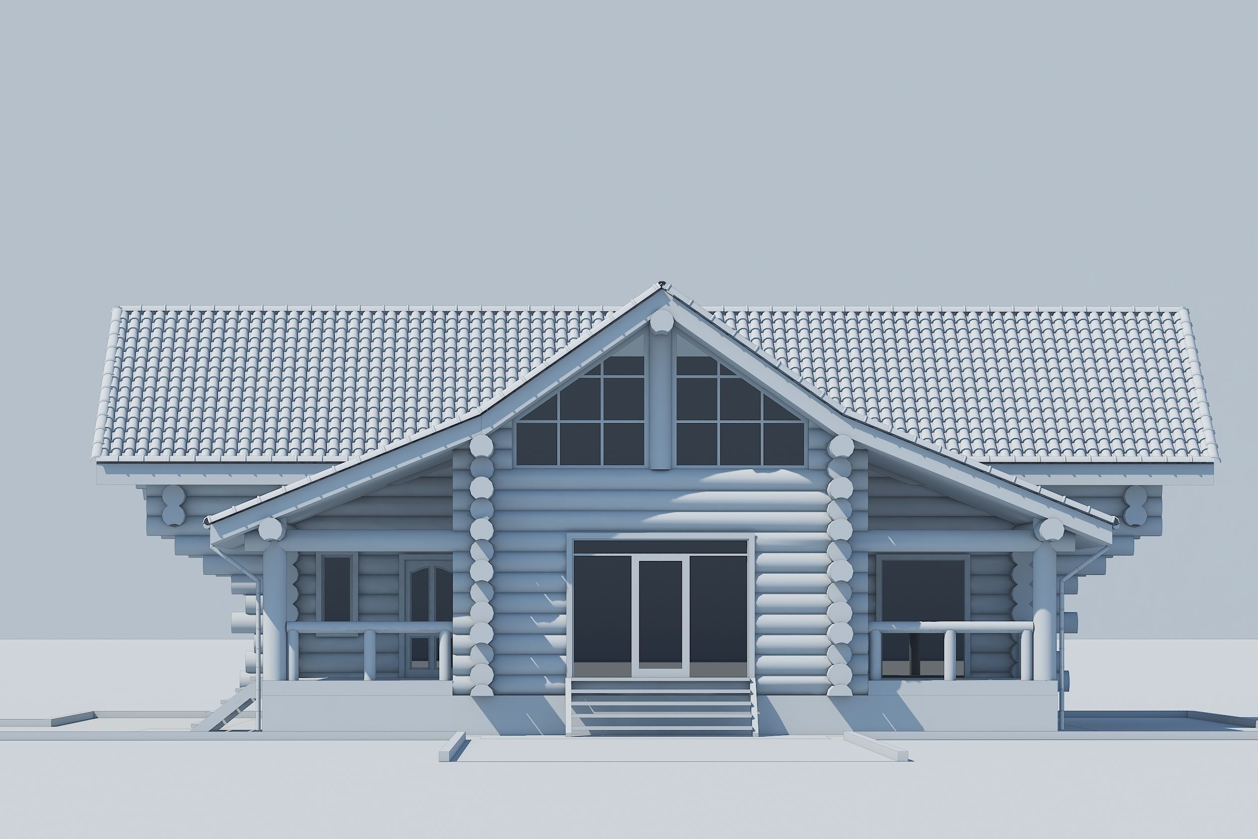 Wooden House Low-poly 3D model_1