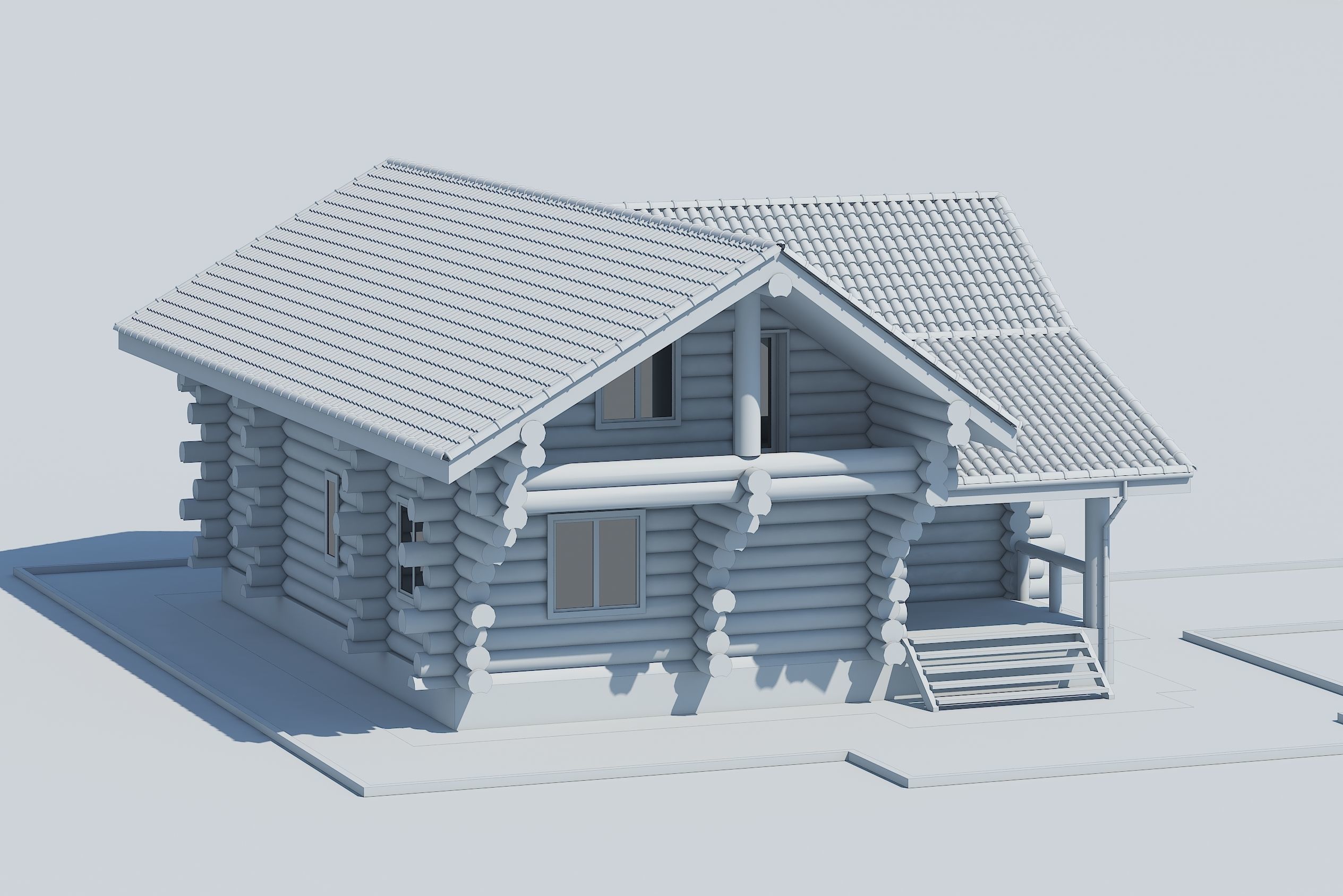 Wooden House Low-poly 3D model_2