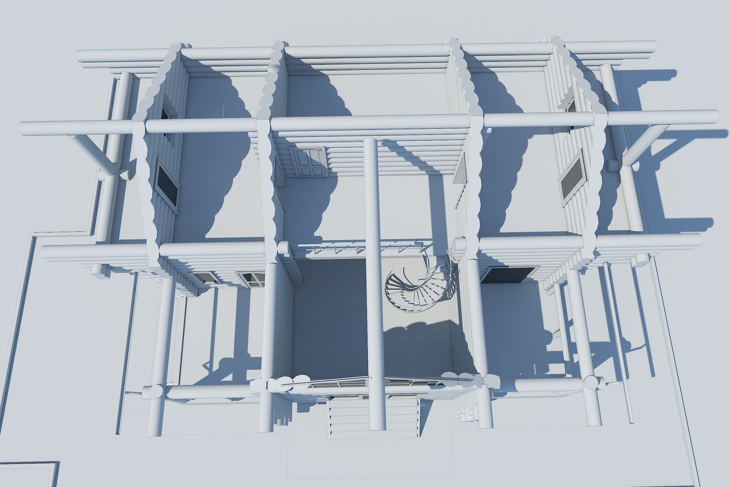Wooden House Low-poly 3D model_5