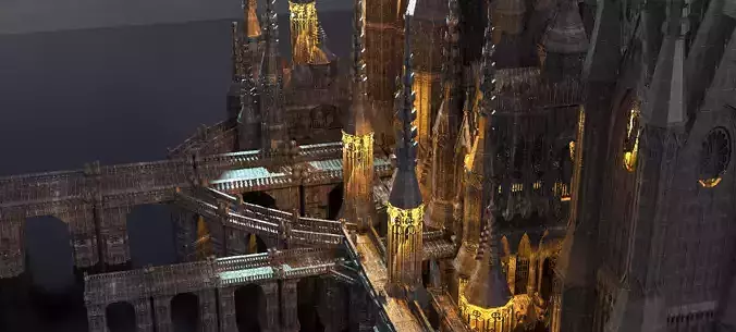Victorian Templar Cathedral Streets Kit bash 1 3D model