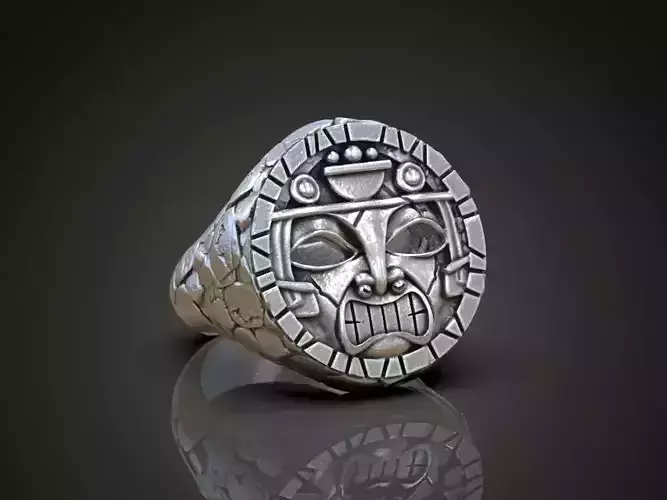 Ring aztec maya mask totem mesoamerica 3D print model