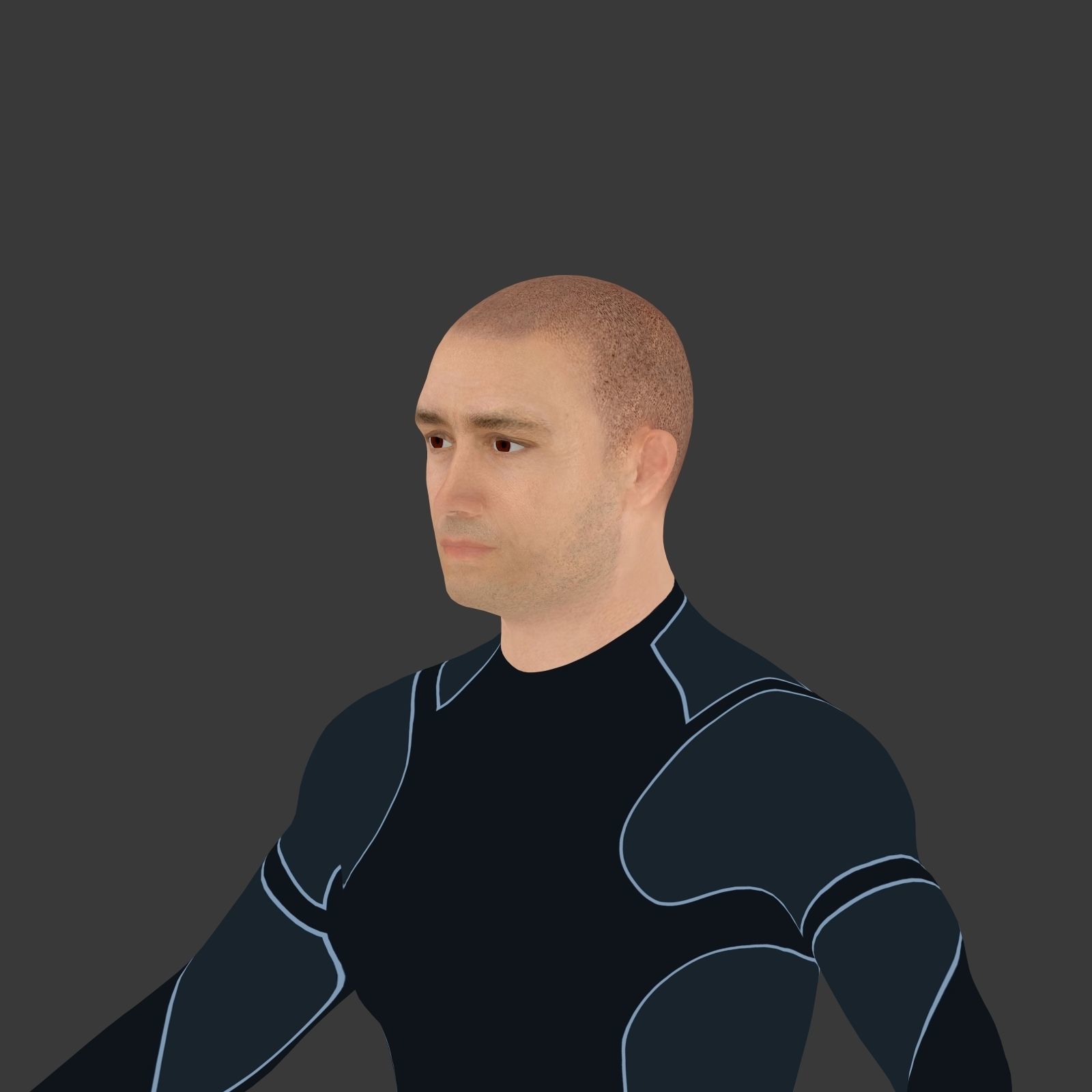 Surfer -- 3 Skin Textures Low-poly 3D model_6