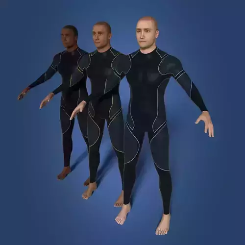  Surfer -- 3 Skin Textures Low-poly 3D model